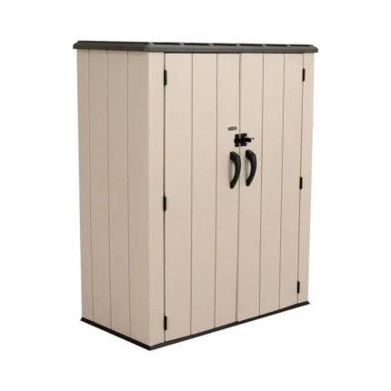 Lifetime DIY Vertical Outdoor Polyethylene Storage Shed, 53 cu. ft., 10.57 Sq. feet, Tan (60326)